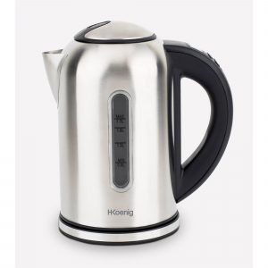 Bollitore elettrico 1,7 Lt Termostato regolabile da 40° a 100°C 23.59x14.99xh 26.99 cm, 220 W spegnimento automatico corpo di acciaio colore inox lucido