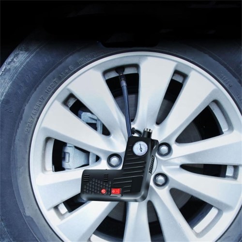 Compressore d'aria Gonfiatore per pneumatici Pompa auto ad aria 12V con manometro Pompa ad aria elettrica portatile ad energia elettrica con luce flash Martello di sicurezza per auto Moto Auto Moto