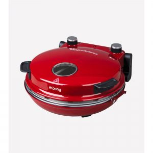 Forno per pizza napoletana con piatto di cottura in ceramica diametro 32 cm temperatura regolabile 350 gradi timer da 0 a 15 minuti colore rosso