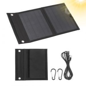 KKmoon 12W Borsa pieghevole per pannello solare Caricatore solare USB + uscita CC Caricatore solare pieghevole portatile Alimentatore portatile da esterno per escursionismo all'aperto Arrampicata Campeggio Picnic
