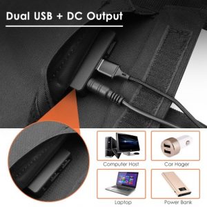 KKmoon Borsa pieghevole a pannello solare 4 volte da 30 W Caricatore solare con uscita doppia USB + DC Caricatore solare pieghevole portatile Alimentatore portatile da esterno per escursionismo all'aperto Arrampicata Campeggio Picnic