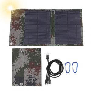 Pannello solare pieghevole monocristallino da 12 W 12V con doppia uscita USB Adattatore multi cavo per caricabatterie Multi-Type / Porta micro-USB compatibile con telefoni cellulari Tablet e altro