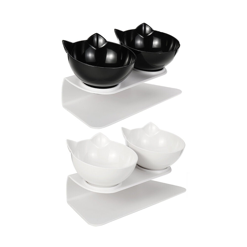 Qiuxiaoaa Pet Doppia Scodella Doppia Plastica Pet Dog Cat Puppy Ciotola Scodella Cibo Antiscivolo Distributore Automatico dAcqua Dispenser dAcqua Calda Rosa Caldo 