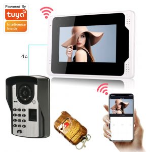 ENNIO 701FD11 7 pollici Fingerprint PassLock Wired / Wireless Wifi RFID Password Videocitofono Campanello Citofono con 1