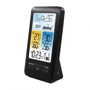 LCD Stazione Meteo Sveglia con Snooze Digitale Indoor Outdoor Temperatura Umidità Termoigrometro con Retroilluminazione/Data/Settimana/Fase Lunare/Livello di Comfort/Funzione di Allarme per Home Office Serra Magazzino