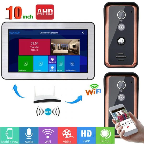 Sistema di citofono campanello videocitofono ENNIO WIFI cablato con IR-CUT AHD 720P 2 X cablato fotografica visione nott