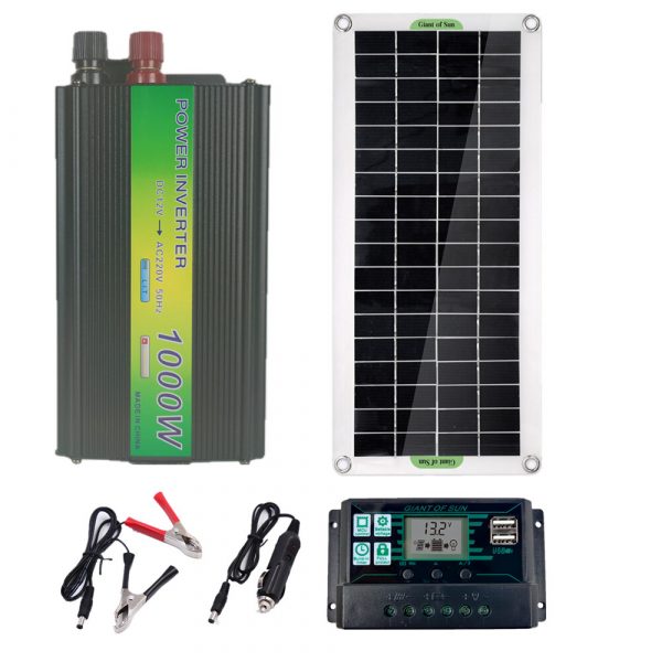 220V solare Sistema di alimentazione 30W solare Pannello Batteria Caricabatterie 1000W Inverter Kit USB Completo 10/40/5