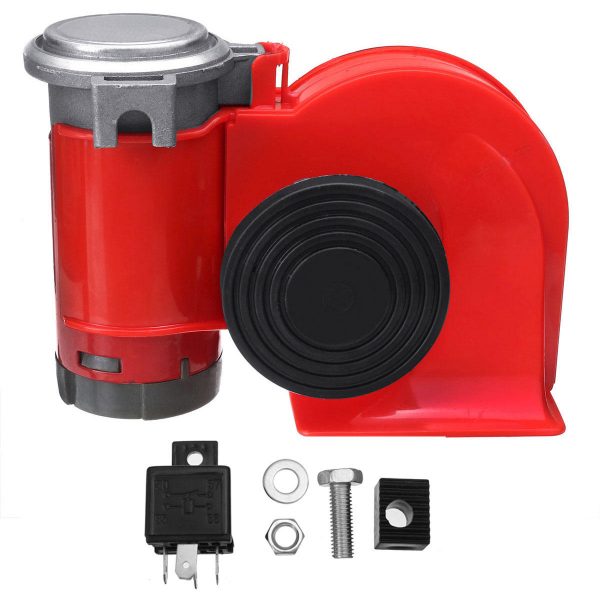 24V 300dB Pompa elettrica a doppio tono rossa ad aria forte Tromba di lumaca Compatta per moto camion auto