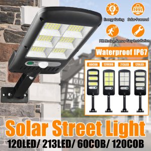 60 / 120COB 120 / 213LED solare Lampione stradale PIR Sensore di movimento impermeabile IP67 Parete lampada per esterno