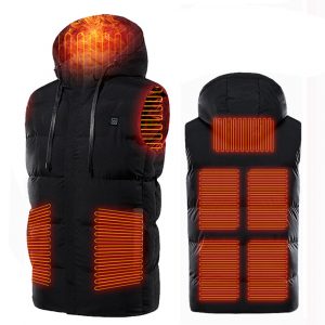 7 Cuscinetti riscaldanti Gilet riscaldato elettrico Ricarica USB Giacca invernale calda Cappotto con cappuccio unisex Ab