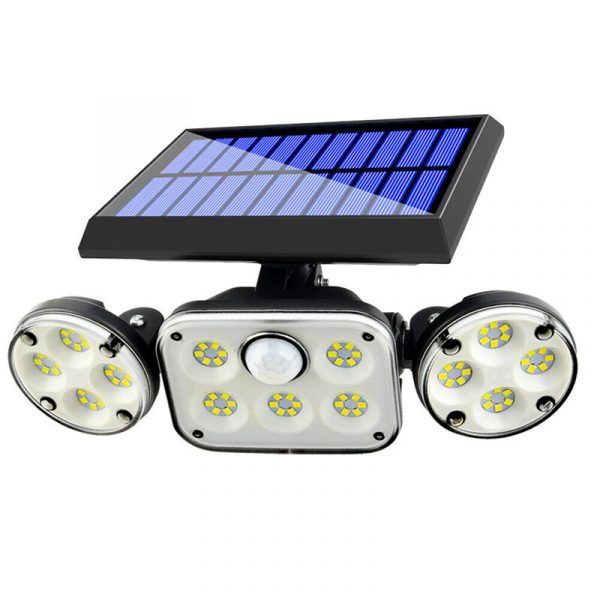 78 LED Parete lampada solare Sensore di movimento luminoso IP65 Girevole a 3 teste Street lampada
