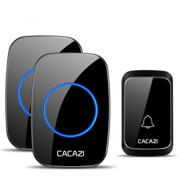 CACAZI 2 ricevitore 1 trasmettitore 300M Wireless remoto impermeabile LED Indicatore campanello DC digitale