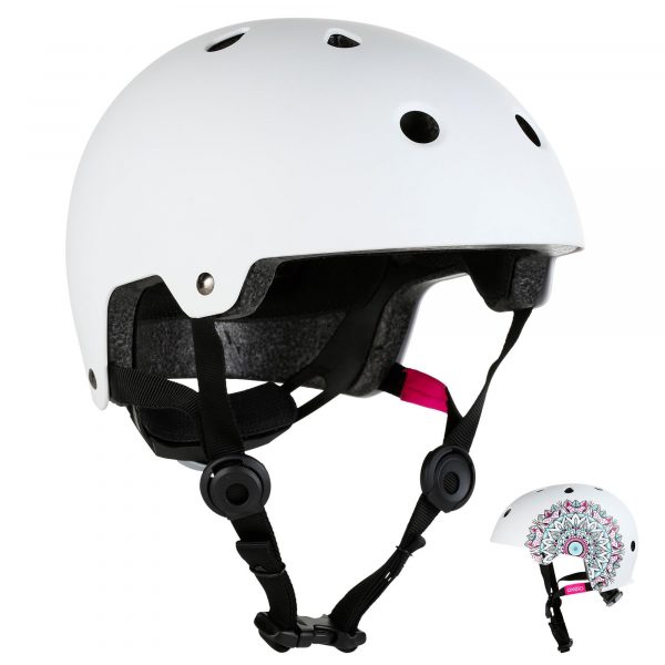 Decathlon | Casco roller skateboard monopattino PLAY 7 MANDALA bianco | Oxelo