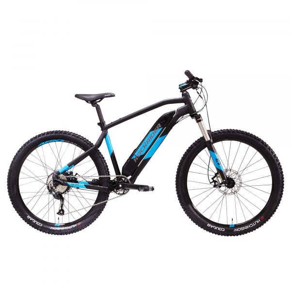 Decathlon | Mtb elettrica a pedalata assistita E-ST 500 V2 nero-azzurro 27,5" | Rockrider