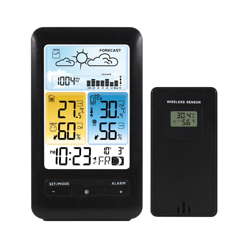FJ3395D Stazione meteorologica wireless Sveglia digitale Misuratore di  umidità della temperatura Barometro con sensore 4 - Prezzi e caratteristiche