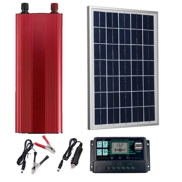LEORY 30W solare Pannello 220V solare Sistema di alimentazione PET 12V Batteria Caricabatterie 1500W Inverter solare Kit