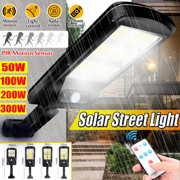 Lampada da parete per esterni da giardino con sensore di movimento PIR COB a luce solare LED + telecomando