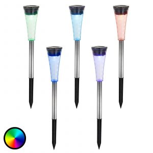 Lampada solare Navin set da 5, gioco di colori RGB