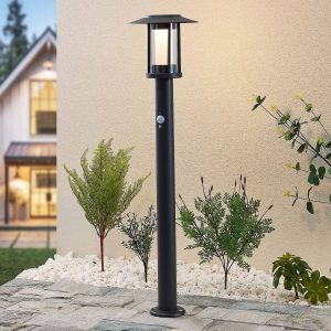 Lindby Volki lampione solare LED con sensore