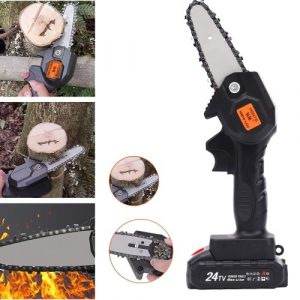 Mini motosega da 4 pollici Sega da potatura a batteria 2Pack 6.0A Sega elettrica portatile ricaricabile Cesoie da potatura leggere con una mano Motosega per giardino