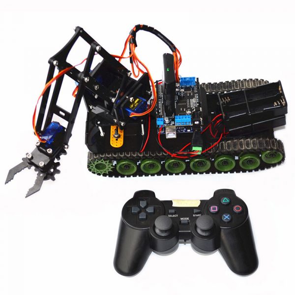 Robot Carro Armato RC Controllo a Distanza Giocattolo Kit di Chassis Telaio con Servo Arduino PS2 Mearm