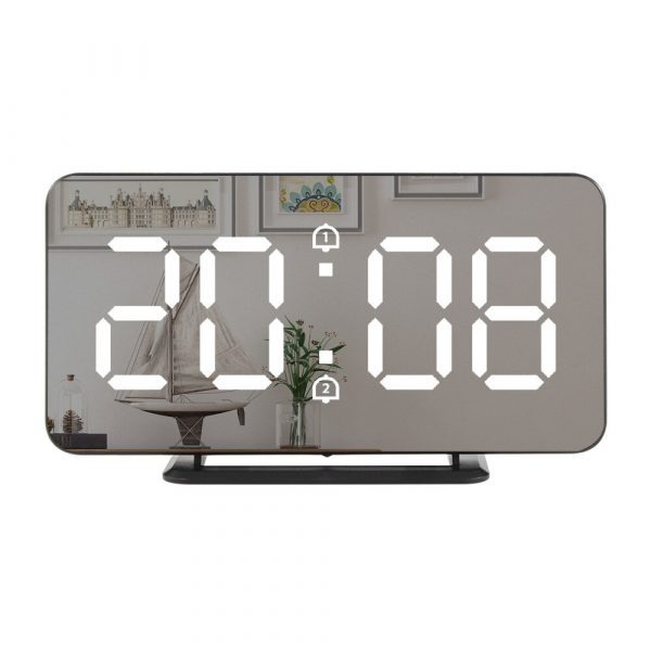 Sveglia a specchio con temperatura a LED Snooze Sveglia con doppia elettronica digitale per forniture da tavolo da camer