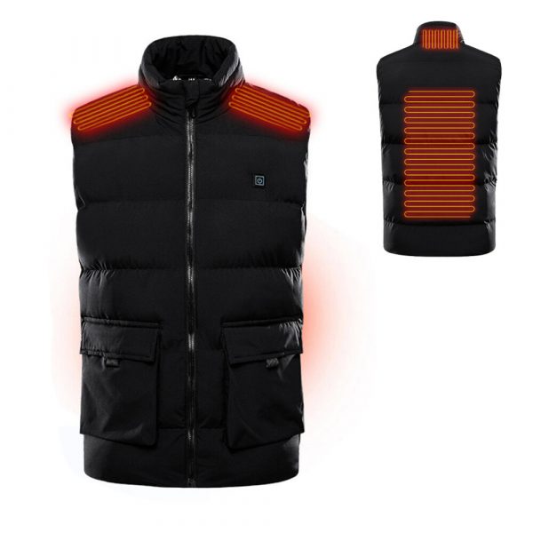 TENGOO Gilet riscaldato a 4 zone Ricarica USB Gilet da giacca senza maniche Riscaldamento elettrico a infrarossi Outdoor