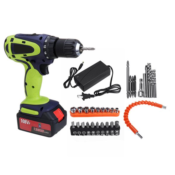 Trapano avvitatore a batteria a doppia velocità 108VF 12800mAh Trapani elettrici domestici multifunzionali ad alta poten