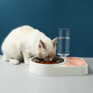 Alimentatore automatico per cibo per gatti Ciotola per cibo per gatti 500 ML Bottiglia per ricarica dacqua Pet Dog