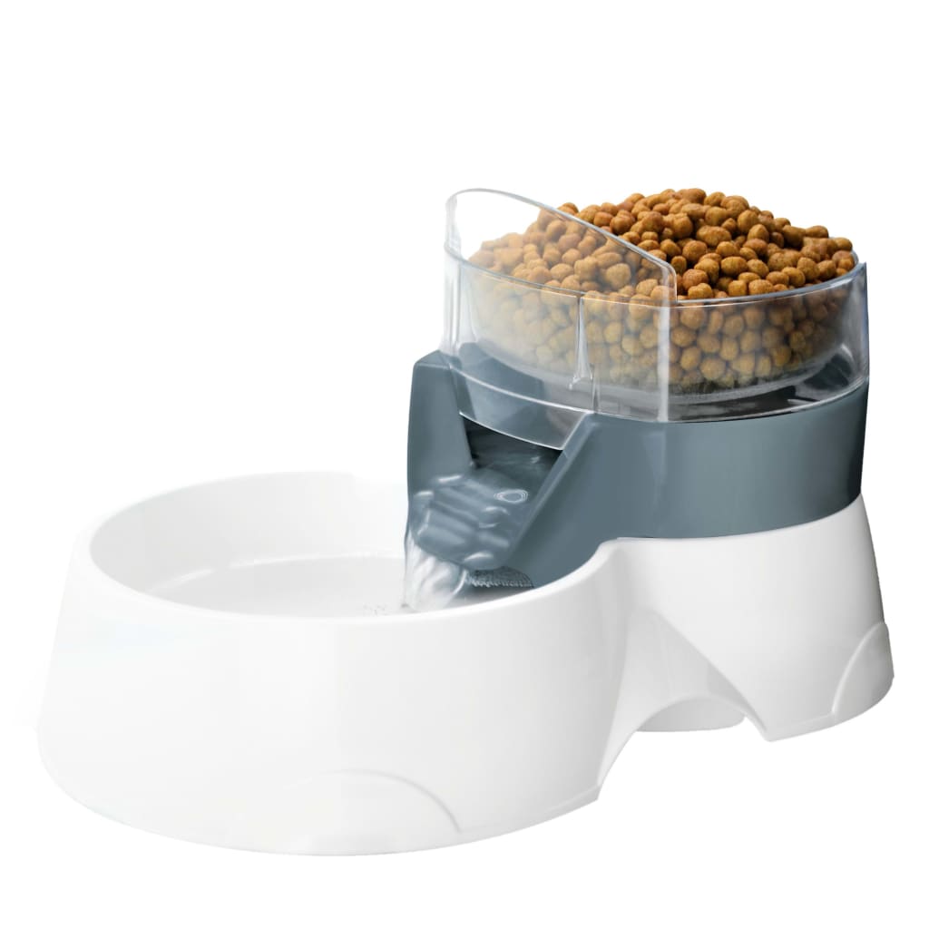 Ebi Distributore Cibo Automatico per Animali 28x19x17cm Bianco Grigio