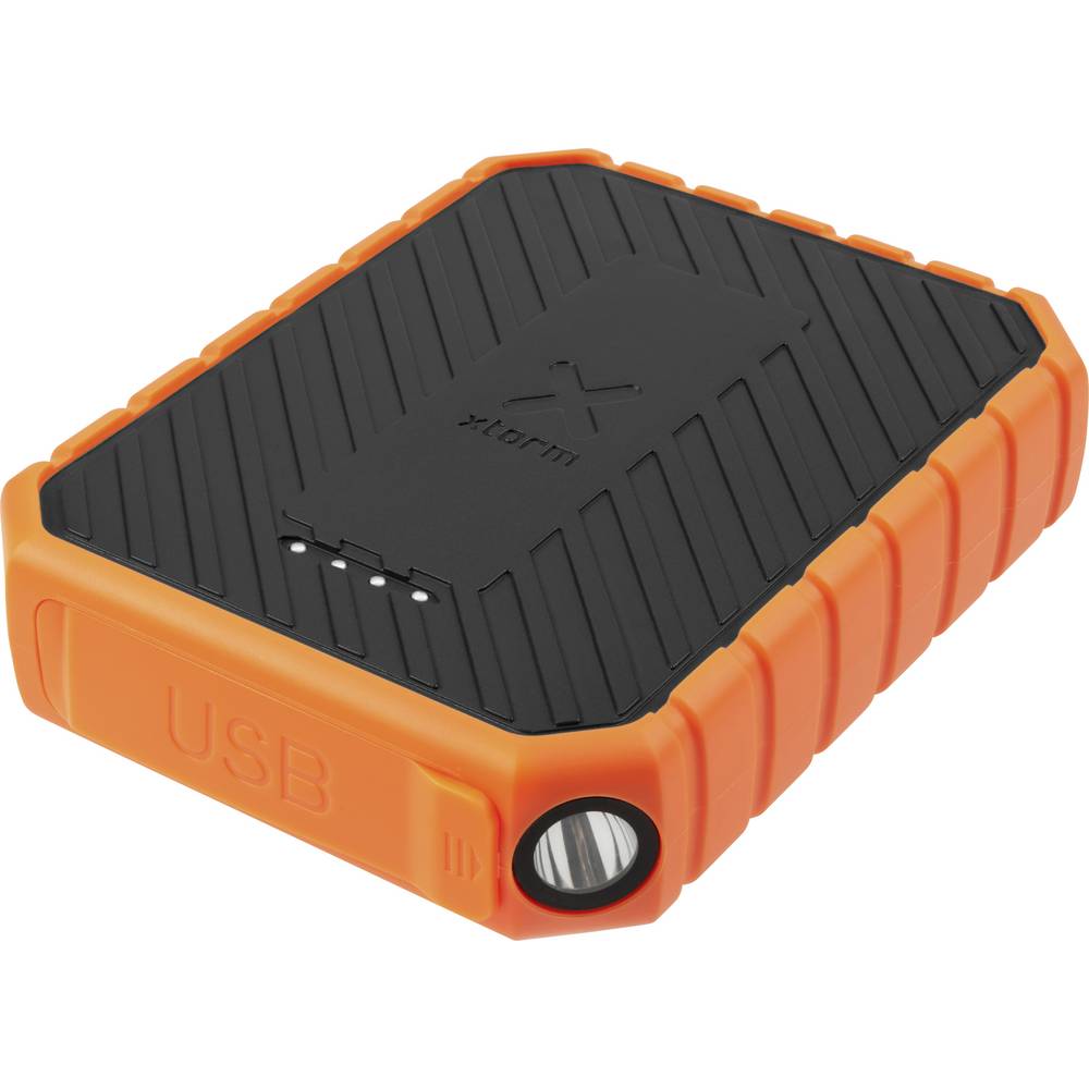 Xtorm by A-Solar Rugged 10000 Power bank 10000 mAh Ricarica rapida 3.0, Consegna di potenza LiPo USB-A, USB-C™ Arancione, Nero Outdoor, Torcia, Indicazione di