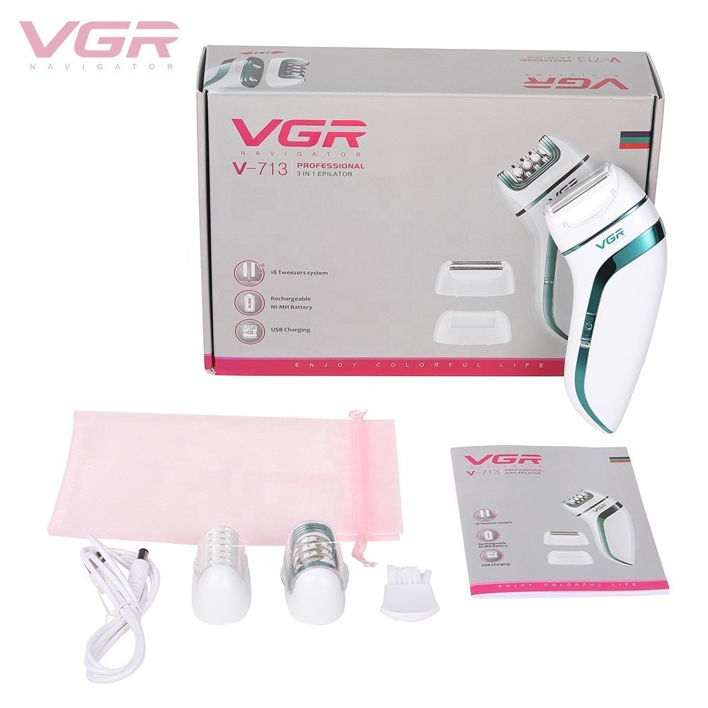 EPILATORE PROFESSIONALE 3IN1 DEPILAZIONE RASOIO ELETTRICO RICARICABILE VGR V-713