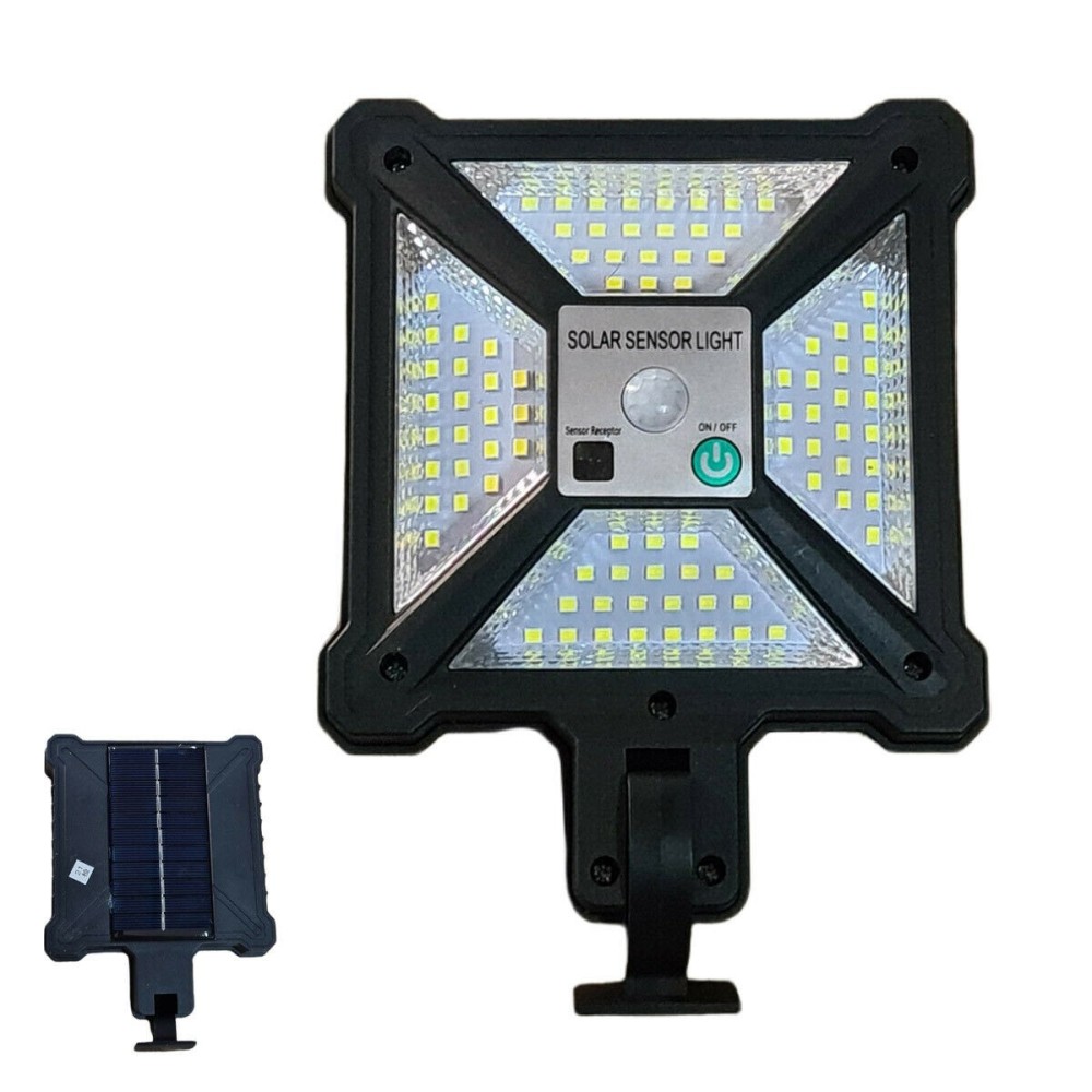 FARO LAMPIONE STRADALE CON PANNELLO SOLARE SENSORE DI MOVIMENTO LED TELECOMANDO