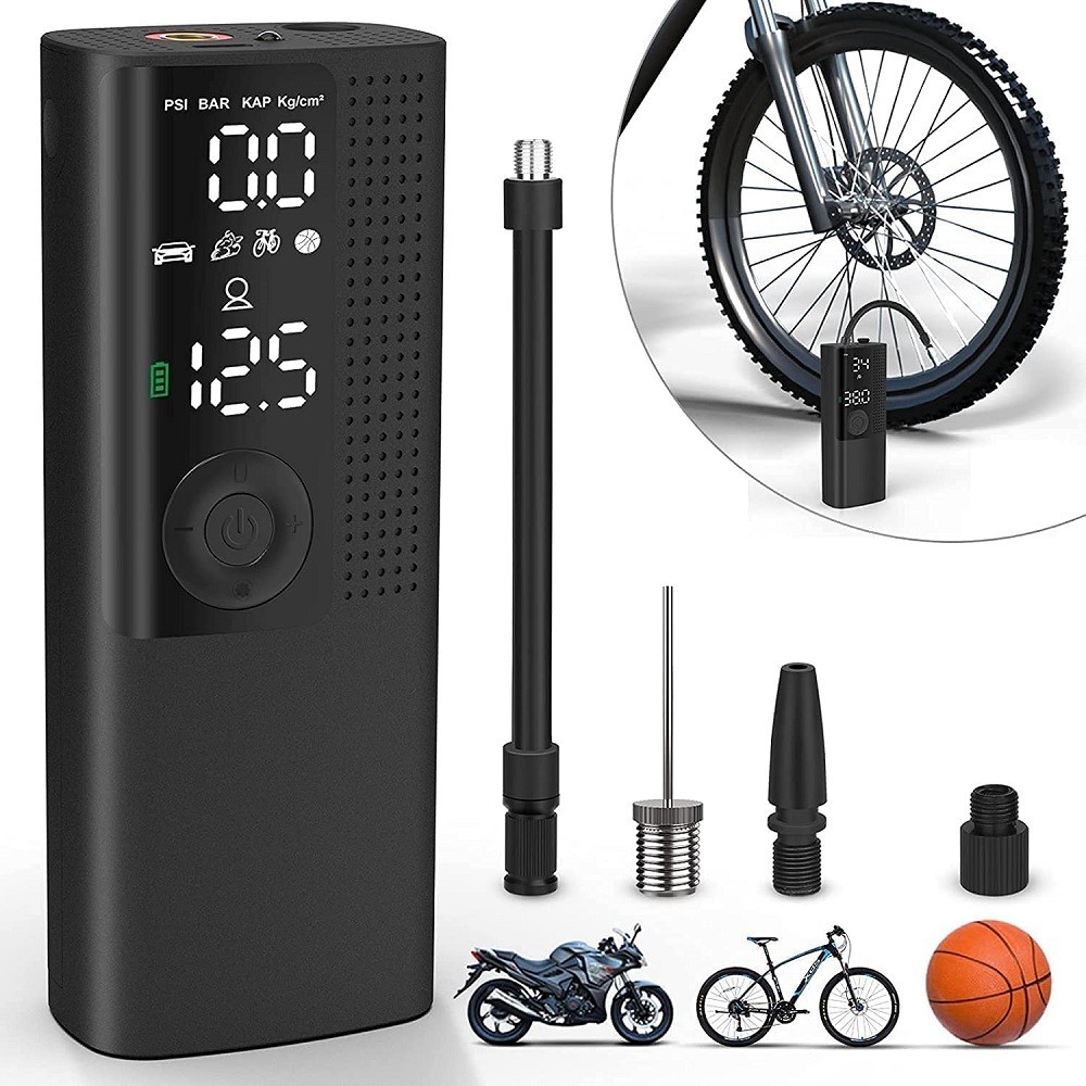 MINI COMPRESSORE PORTATILE POMPA ELETTRICA ARIA DISPLAY LCD MOTO AUTO BICI  PALLA - Prezzi e caratteristiche