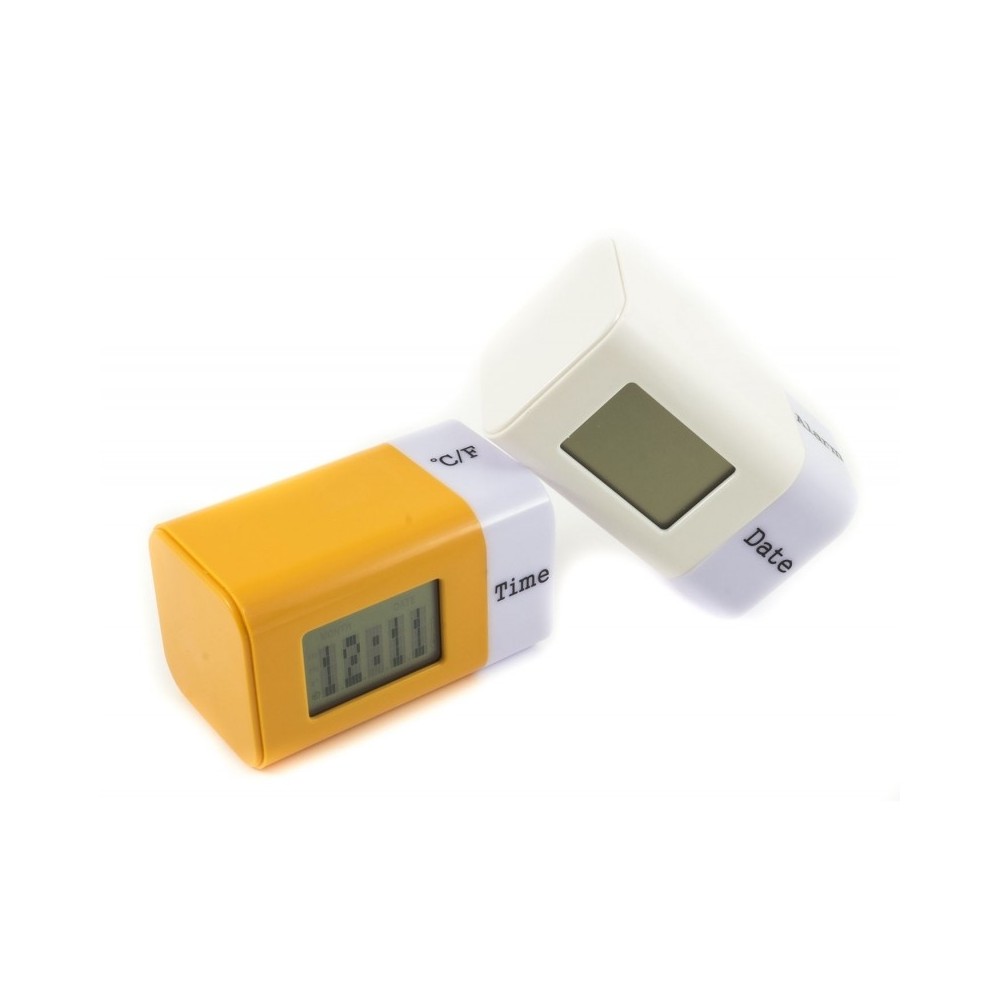 SVEGLIA DA TAVOLO 605 DIGITALE ROTANTE ALLARME LCD LED CON TEMPERATURA DATA ORA