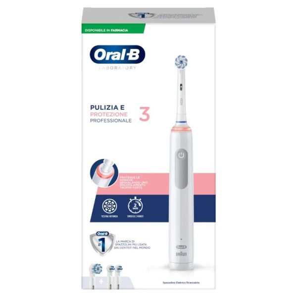 Oral-B Pro 3 Pulizia e Protezione Professionale spazzolino elettrico ricaricabile + 2 testine di ric