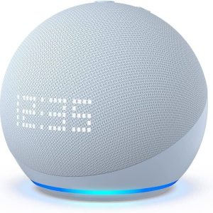 Amazon Echo Dot (5ª generazione) con orologio Azzurro tenue