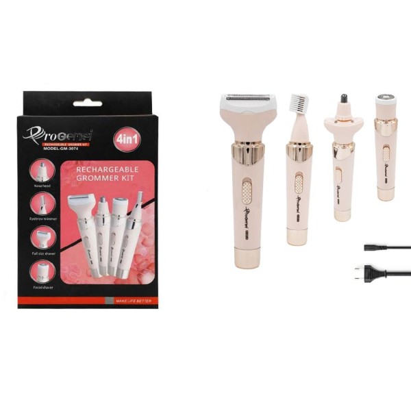 Kit Rasoio Rifinitore Depilatore Da Donna Ricaricabile Elettrico 4 In 1 Gm-3074