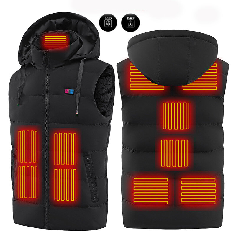 TENGOO 11 Aree Giacche riscaldanti Unisex 3 marce Gilet riscaldato Cappotto USB Abbigliamento termico elettrico Gilet co