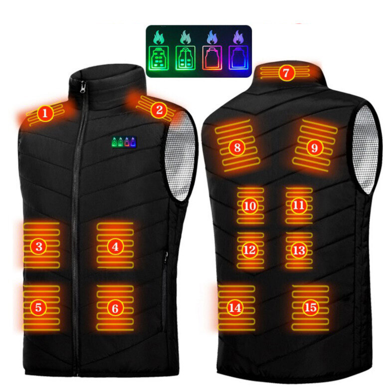 TENGOO HV-15 Gilet riscaldato 15 aree Riscaldamento USB Abbigliamento termico elettrico Gilet caldo invernale Cappotto t