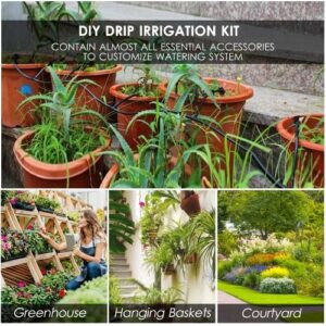 Kit di irrigazione a goccia per irrigazione delle piante Sistema di irrigazione fai-da-te con timer elettronico per l'irrigazione automatica Ugelli Misters Gocciolatori Tubi da 40 metri per giardino Prato Patio
