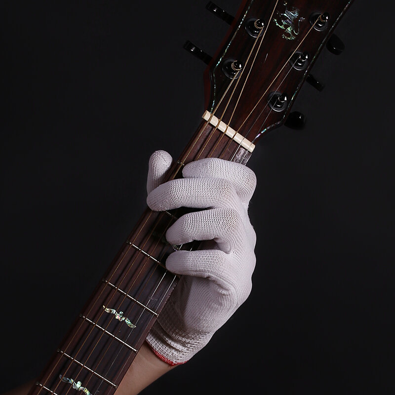 Single Thin White Guitar Guanti Fingertip Anti Pay Nylon Basso elettrico per strumenti a corda Guanti