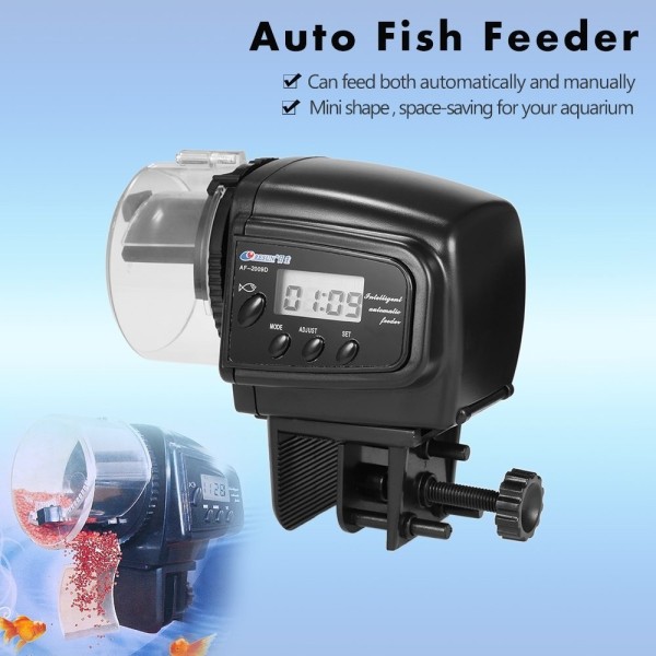 Trade Shop - Dosatore Distributore Cibo Pesci Con Timer Display Lcd Per Acquario Automatico -