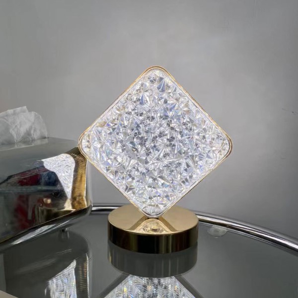 Trade Shop - Lampada Da Tavolo A Forma Di Diamante Ricaricabile Touch 3 Intensità Di Luce