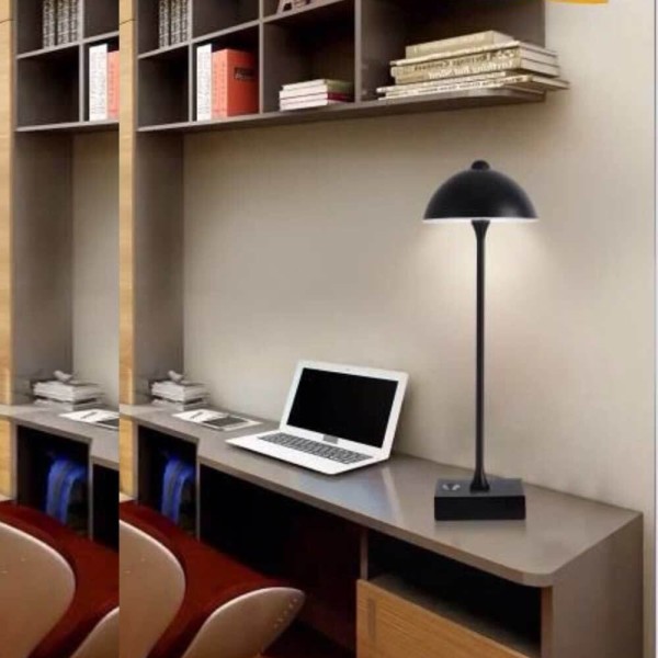 Trade Shop - Lampada Da Tavolo Ricaricabile Usb 10w 3 Colorazione Luce Nero Bianco Oro D28-3c Nero