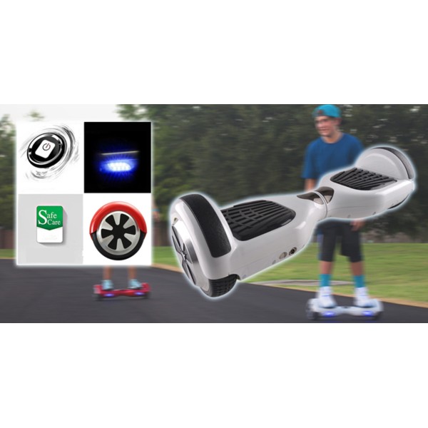 Trade Shop - Pedana Skateboard A 2 Ruote Con Luci Hoverboard Smart Balance Scooter Elettrico -