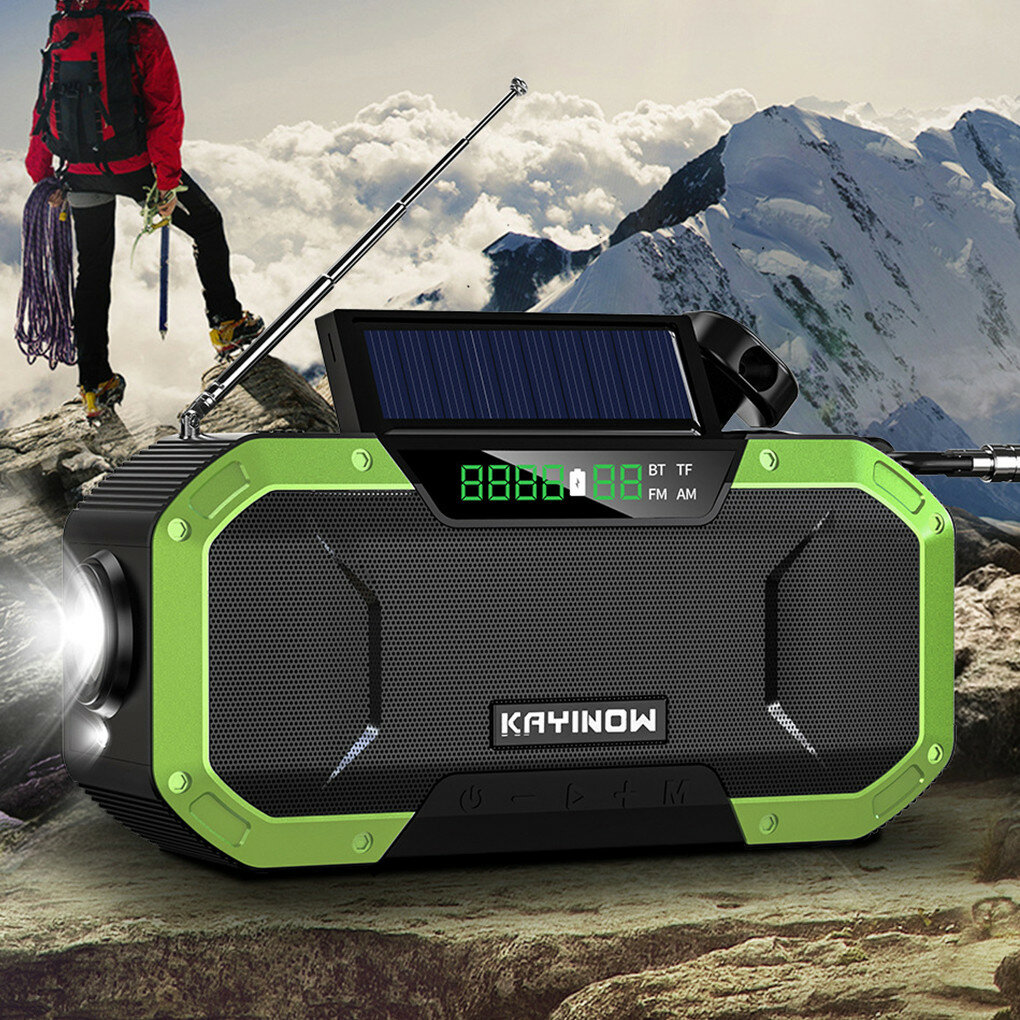 Emergenza Radio Manovella Radio solare Meteo AM/FM alimentato Radio Altoparlante BT5.0 LED Torcia 5000mAh Power Bank Car