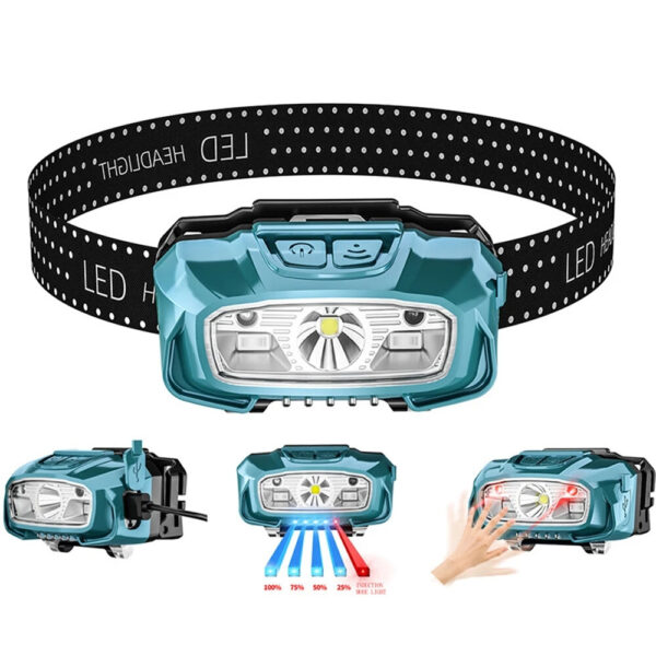 Sensore di movimento LED Lampada frontale Lampada frontale ricaricabile USB Lampada frontale a induzione impermeabile To