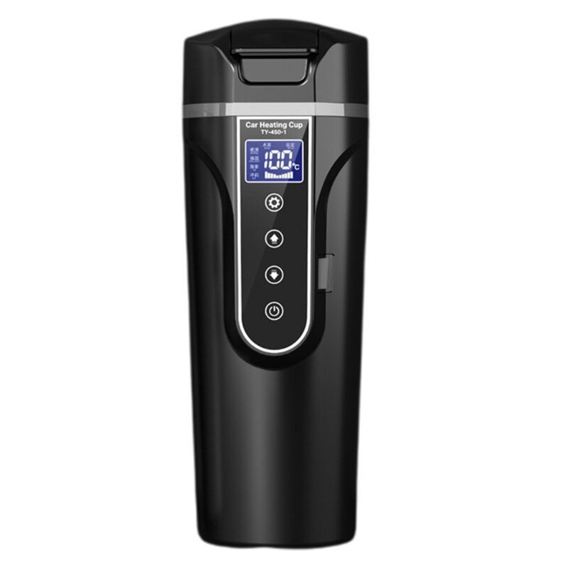 12V 24V 450ml Tazza riscaldante per auto Bollitore elettrico Acciaio inossidabile Controllo intelligente della temperatu