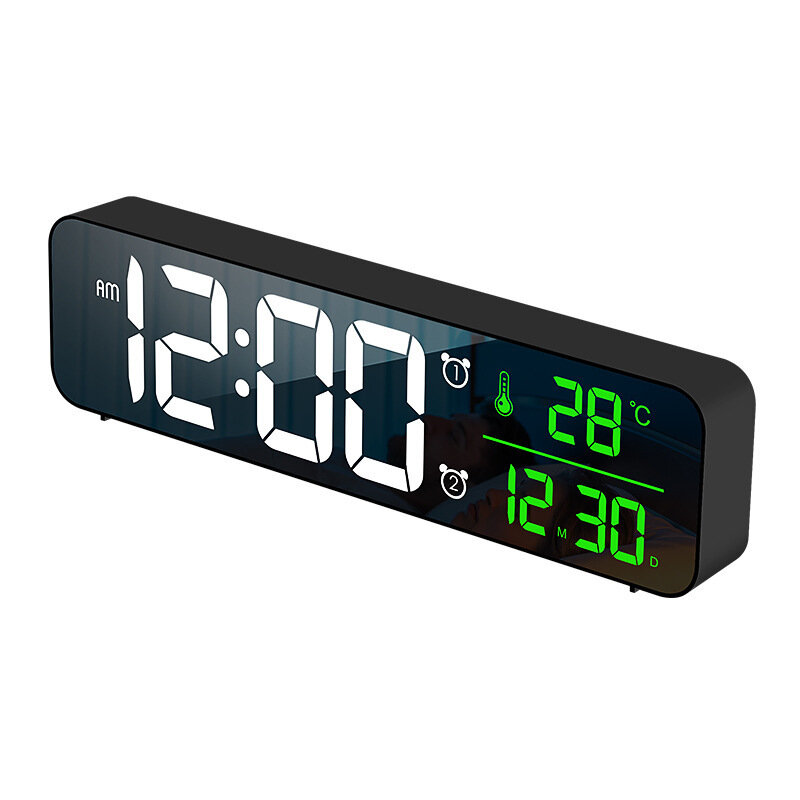 Musica LED Sveglia digitale Temperatura Data Display Orologi da tavolo a specchio Decorazioni per la tavola Controllo vo